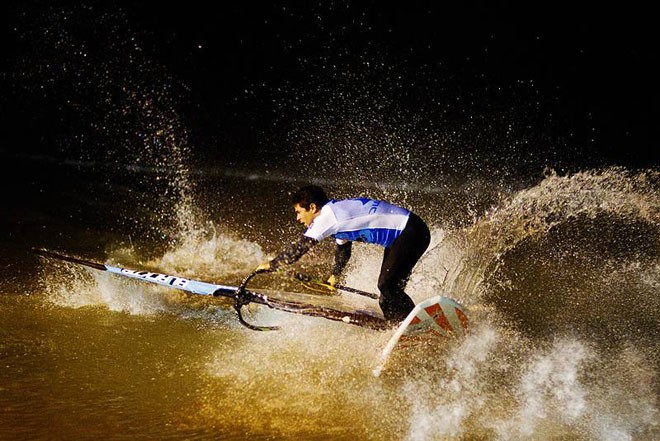 Ruenes spots his landing - PWA Surf World Cup (Podersdorf) 2011 ©  John Carter / PWA http://www.pwaworldtour.com